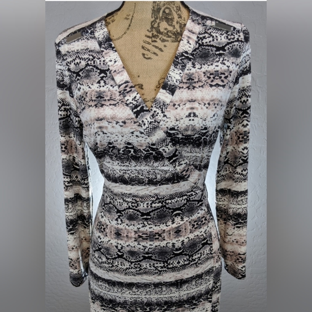 CALVIN KLEIN Snakeskin Wrap Dress